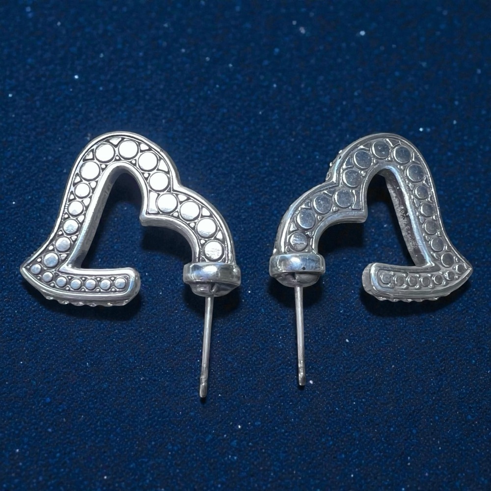 Brighton Urban Lights Silver Heart Crystal Post Earrings J15432 New on Card - Picture 4 of 11